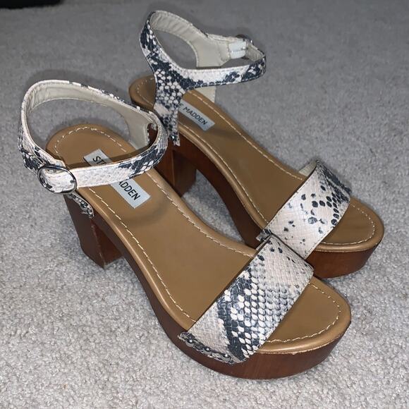 Steve Madden Faux Snakeskin Luna Platform Sandal Sz 9 - Picture 1 of 9